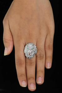 Anillo de Plata 925 con Moissanita y Diamantes Iced Out, Diseño Cara de León, Estilo Hip Hop Bling, Anillo de Declaración, Joyería Estilo Rapero - Product Image 4