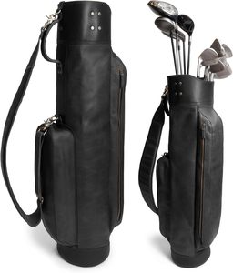 Sac de golf en cuir avec séparateur supérieur et bandoulière, sacs de golf vintage pour hommes et femmes, sac de transport silencieux pour le dimanche - Product Image 1