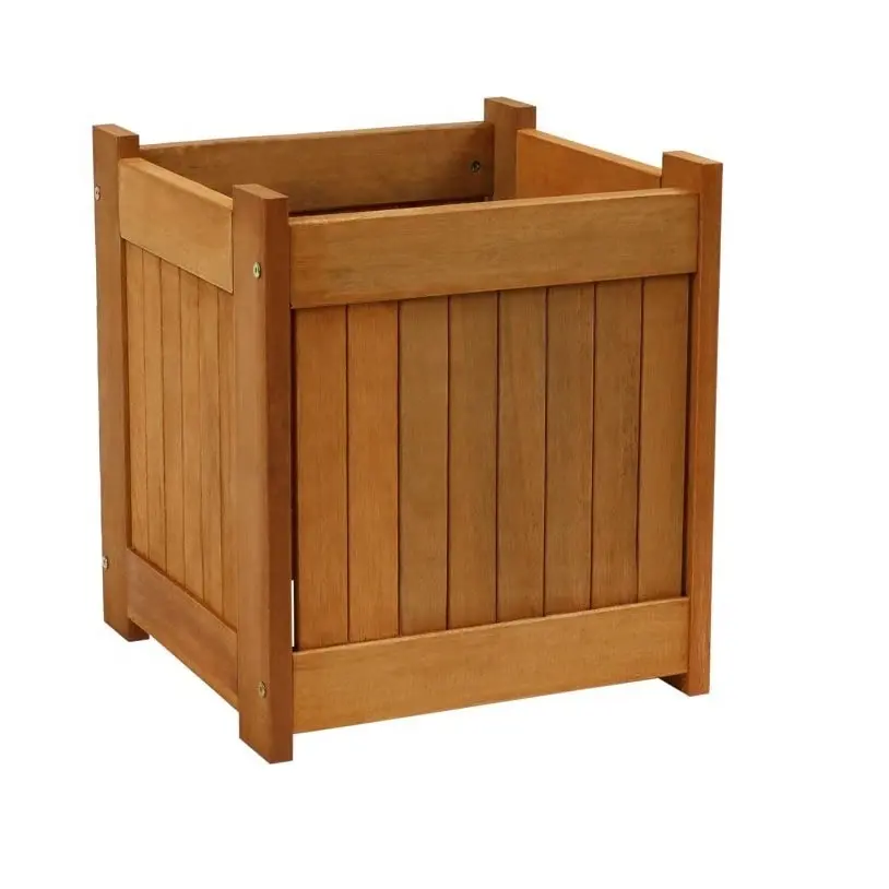 Meranti caixa de plantador de madeira, caixa de plantador de madeira com óleo de carnes quadrado e ervas