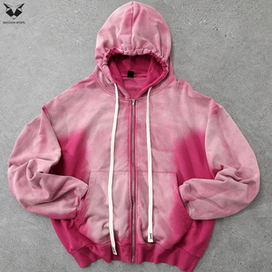 Sudaderas con Capucha para Hombre, Estilo Vintage, Lavado Ácido, con Cierre, Casuales, para Uso Diario, Servicio Personalizado OEM/ODM, Chaquetas con Capucha de Algodón Suave - Product Image 4