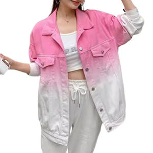 Chaqueta vaquera de manga larga con degradado de alta calidad para mujer, abrigo de mezclilla con estampado tie-dye, ropa de calle de moda para mujer - Product Image 1