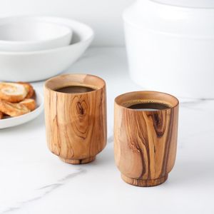 Handmade Wooden <b>Tea</b> Cups Set Round Shape With Handle Wabi Sabi Design Natural Finish Rustic Drinkware for Home Use - Product Image 6