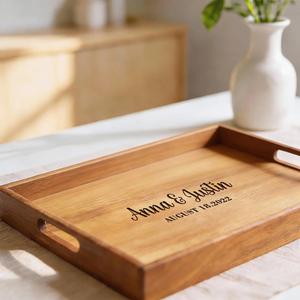 Personalized Walnut Serving Tray, Custom Engraved Wooden Tray, Tray for Home, Wedding and Everyday Use - Product Image 3