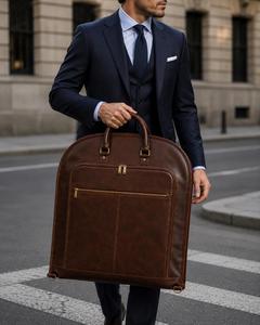 Premium Genuine Leather Modern Casual Zipper Simple Protection <b>Suit</b> <b>Carrier</b> Wholesale Luxury Garment Bag Heavy Duty Travel Dress - Product Image 5