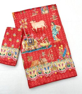 Dola Softy Premium para Mujer, Seda Jacquard con Estampado Digital Vantara, Detalles en Gota Dori, Trabajo de Cintas Decorativas, Tradicional, de Secado Rápido y Antiarrugas - Product Image 5