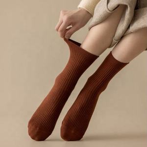 New Comfortable 100% Wool Breathable High Quality Black <b>White</b> Grey Brown Blue Purple Women Crew Dress <b>Socks</b> - Product Image 4
