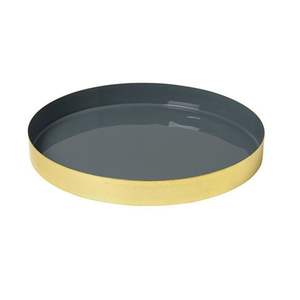 Plateau de service rond en émail de luxe avec bord doré, assiette décorative en métal pour table basse, décoration d'intérieur, vaisselle moderne en émail, assiette à fruits - Product Image 1