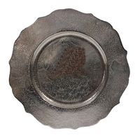 Assiette de service de luxe en acier inoxydable avec bordure dorée, finition polie, pour événements, mariages, hôtels, personnalisation