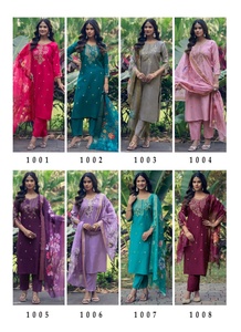 Salwar Kameez de Seda ROMANA Tradicional Premium con Bordado en las Mangas Delanteras Incluido para Fiestas, Bodas y Graduaciones - Product Image 2