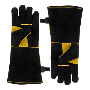 Wholesale Customized OEM Logo Black Cowhide Split Leather CE Certified Anti-Vibration <b>Fire</b> Resistant Welding Safety Gloves - Product Image 6