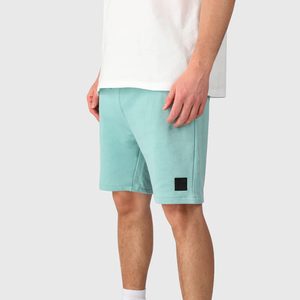 Bermuda en coton de couleur unie pour hommes, avec taille élastique et poches, style décontracté, bleu clair - Product Image 1