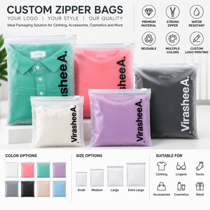 Pochette zippée givrée personnalisée en EVA pour vêtements, sac d'emballage réutilisable transparent pour vêtements, voyage et vente au détail - Product Image 4