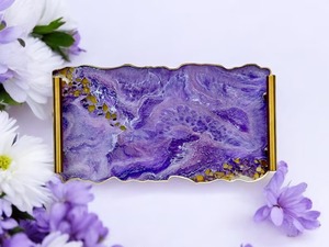 Handmade Resin Jewelry <b>Tray</b> Set with Glossy Durable Finish Lightweight Oval Design Gold Flake for <b>Vanity</b> Decor and Gift Use - Product Image 3