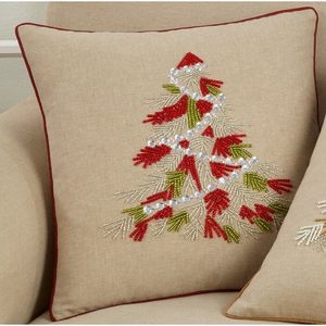 Velvet <b>Square</b> <b>Pillow</b> Cover With Gold And Silver Beaded Leaf Pattern For Sofa Bed Home Decor Handcrafted Cushion Case - Product Image 4