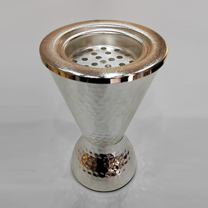 Magnifique ensemble de brûleurs d'encens en forme d'heureuse en acier martelé, finitions métalliques or et argent, forme ronde pour une aromathérapie relaxante - Product Image 4