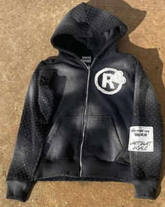 ชุดวอร์มมีฮู้ด RNM ประดับเพชร ซิปเต็มตัว เสื้อและกางเกงขายาว สำหรับผู้ใหญ่ ใส่ได้ทั้งชายและหญิง เหมาะสำหรับฤดูใบไม้ร่วง - Product Image 3