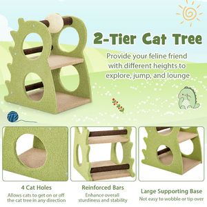 Moderno Tiragraffi a 2 Livelli con Palla Girevole in Sisal per Gatti da Interno - Product Image 6