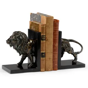 Sujetalibros de Aluminio con Forma de León, Decoración para el Hogar con Temática Animal, Artesanía, Chapado en Oro, Impresión por Grabado - Product Image 1