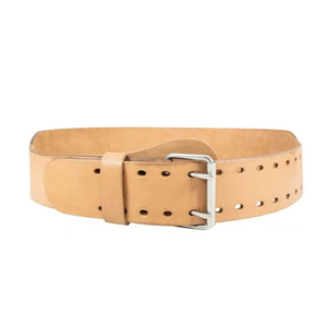 Customizable Natural <b>Tan</b> Leather Weightlifting <b>Belt</b> Adjustable Waist Support Powerlifting Buckle - Product Image 5