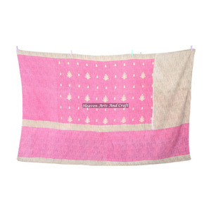 Jaipuri Handmade Kantha Reversible <b>Quilt</b> Throw-Vintage Kantha <b>Quilt</b>-Bohemian Gypsy Bedspread <b>Quilt</b> In India Indian Reversible - Product Image 1