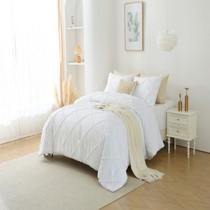 Queen Boho Tufted Bedding <b>Set</b> 3-Piece <b>Comforter</b> with Down Alternative & 2 Pillow Shams White Bedding - Product Image 1