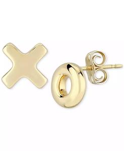 Clous d'oreilles X & O en or jaune 14 carats (8mm) | Macy's - Product Image 1