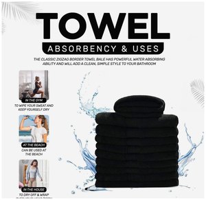 Toalla de Baño de Lujo de Algodón Negro, Suave y Absorbente, 580 GSM, 70x140 cm, Stock Europeo - Product Image 1
