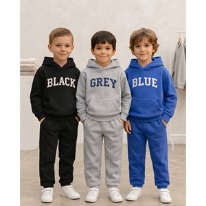 Conjunto de Sudadera con Capucha y Pantalones Deportivos de Forro Polar Grueso al por Mayor, Trajes Deportivos Personalizados para Niños - Product Image 5