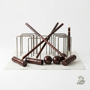 Ensemble de croquet de jardin, équipement sportif professionnel pour l'extérieur, maillettes en bois de qualité supérieure, collection complète de jeux familiaux durables - Product Image 2
