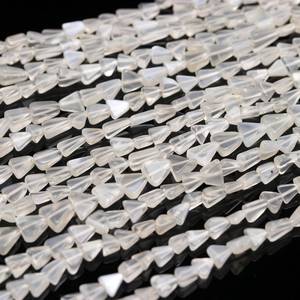 Natural White Moonstone Smooth Triangle Shape Carved Gemstone <b>Beads</b> Strand 4x7mm Fancy Shape Loose <b>Beads</b> For Jewelry Making Bulk - Product Image 1
