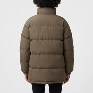 Abrigo largo acolchado con capucha para mujer, chaqueta de burbujas cálida para invierno, ropa exterior aislante - Product Image 3