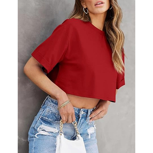 Women Relaxed Fit <b>Crop</b> T Shirt Soft Cotton Casual Fashion <b>Top</b> for Urban Streetwear Collection - Product Image 6