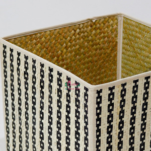 Handwoven Seagrass Square Storage <b>Cube</b> Foldable Closet Organizer Bin with Pattern - Product Image 4