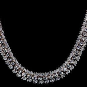 Collier tennis de luxe en or rose avec feuilles en moissanite, style hip-hop, chaîne statement pour femmes et hommes - Product Image 3