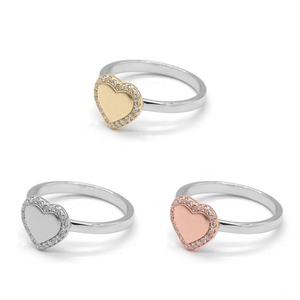 Bague de mariage en argent Sterling 925, Rhodium, plaqué or Rose, simple, joli cœur en cristal CZ, bijoux à la mode pour femmes - Product Image 2