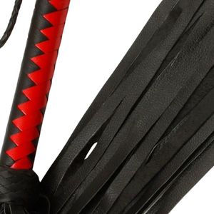 Genuine Cowhide Leather Flogger with Braided Handle and Dual Tone Falls - Product Image 4