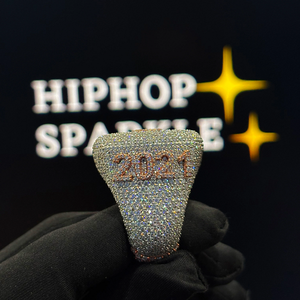 Luxury Custom <b>Ring</b> Fully Iced Out Moissanite Rose Gold Letter 925 Sterling <b>Silver</b> Hip Hop <b>Statement</b> Jewelry <b>Ring</b> for Men Women - Product Image 3