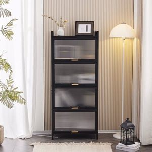Mobiletto Multifunzionale a 5 Ripiani con Porta, Scaffale per Pane e Dispensa, Porta Microonde per Soggiorno - Product Image 1