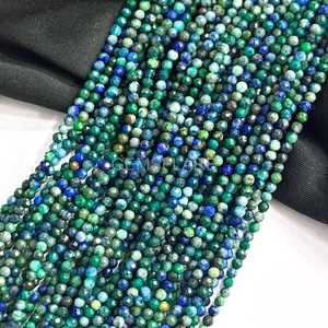 Natural Azurite Malachite Micro Faceted Round Beads 2MM Azurite Malachite Beads For Jewelry Making Wholesale Faceted Loose Beads - Product Image 5