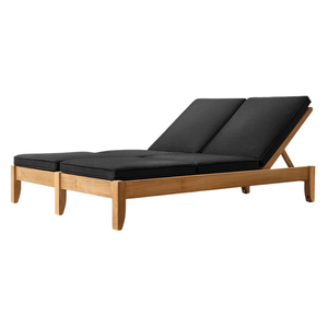 Oferta Especial: Tumbona Doble de Lujo The Ritz-Carlton, Moderna, de Madera, para Exteriores, con Cojín Negro y Respaldo Ajustable, Premium - Product Image 1
