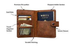 WRIZA PU ซองใส่หนังสือเดินทางแบบวินเทจ ที่ใส่บัตรหนังดีไซน์ทันสมัยพร้อมช่องใส่บัตร ดีไซน์ทนทานสำหรับผู้ชายและผู้หญิง - Product Image 2