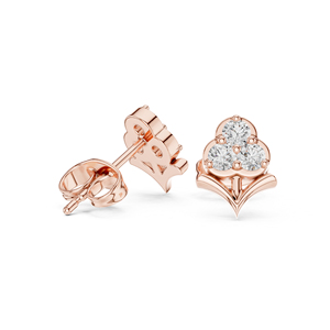 Boucles d'oreilles de fiançailles en or rose 14 carats avec diamant rond cultivé en laboratoire pour femmes |   Nouveau diamant cultivé - Product Image 5