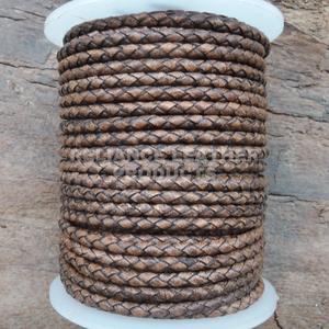 3mm Vintage Antique Dark Brown Matt Bolo <b>Braided</b> Leather <b>Cord</b> with Crimp End Caps Leather <b>Cord</b> for DIY Jewelry Kits - Product Image 1