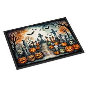Day Dead Spooky Halloween Paillasson Antidérapant Lavable Low Pile 24H X 36W pour Porte d'Entrée Usage Intérieur et Extérieur - Product Image 1