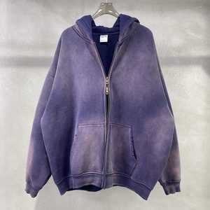 Sweat à capuche oversize zippé en molleton de coton écologique avec motif lettres, unisexe, style streetwear décontracté, poche avant, coupe classique pour l'hiver - Product Image 2