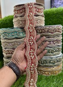 Encaje Bordado Kasab con Patrón Floral y de Hojas, 3 cm de Ancho, Rollo de 9 Metros para Ropa Étnica, Bolsos, Zapatos y Textiles para el Hogar - Product Image 5