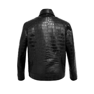 Luxury <b>Men's</b> Embossed Custom Print Genuine Leather <b>Jacket</b> with Stand Collar Custom Logo Sizes Handmade High Street Style - Product Image 2