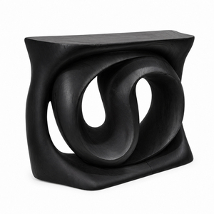 Natural Suar Wood Unique <b>Console</b> <b>Table</b> Twisted Organic Shape High Quality <b>Black</b> Finish Modern Entry Hotel Living Room Villa - Product Image 3