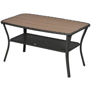Tavolino da Caffè in Rattan Marrone Misto per Patio con Ripiano Contenitore, Tavolino Laterale in Vimini con Piano in Composito Legno-Plastica, Arredamento da Esterno - Product Image 1
