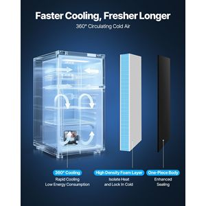 Mini 3.2 Cu.Ft porta singola reversibile frigorifero compatto a temperatura regolabile ad alta efficienza energetica ripiano in vetro a basso rumore nero - Product Image 3